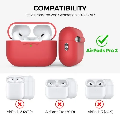 Фото: Чохол for AirPods Pro 2 - Silicon Case DELIDIGI Red № 12 | KTC