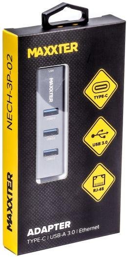 USB-хаб Maxxter NECH-3P-02 Gray