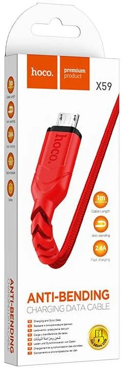 Фото: Кабель Hoco X59 Victory 2.4A AM / Micro USB 1m Red (6931474744906) № 6 | KTC