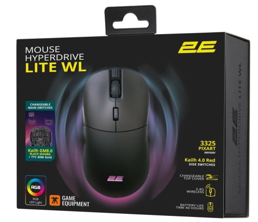  Миша 2E HyperDrive Lite RGB Wireless Black (2E-MGHDL-WL-BK)