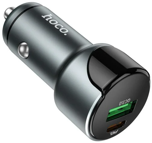 Фото: Автомобільний зарядний пристрій Hoco Z42 Light Road 20W Metal Gray (6931474742551) № 9 | KTC