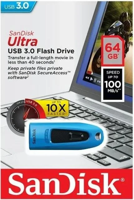 Фото: Флешка USB SanDisk Ultra 64GB Blue (SDCZ48-064G-U46B) № 6 | KTC