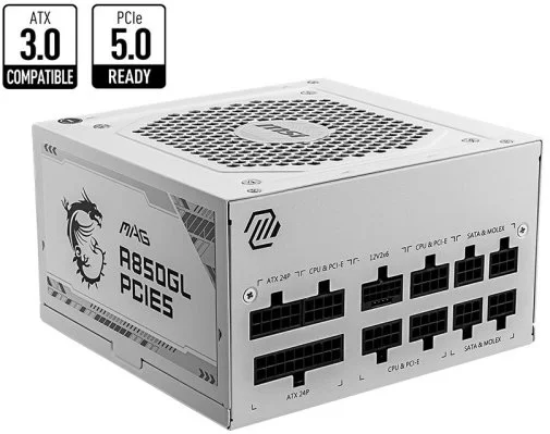 Фото: Блок живлення MSI MAG A850GL PCIE5 WHITE № 6 | KTC