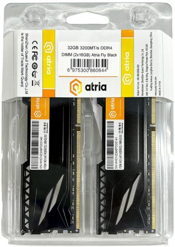 Оперативна пам’ять Atria Fly Black DDR4 2x16GB (UAT43200CL18BK2/32)