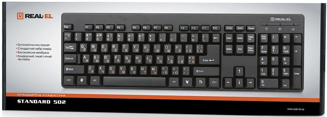 Клавіатура Real-EL Standard 502 Black (EL123100023)
