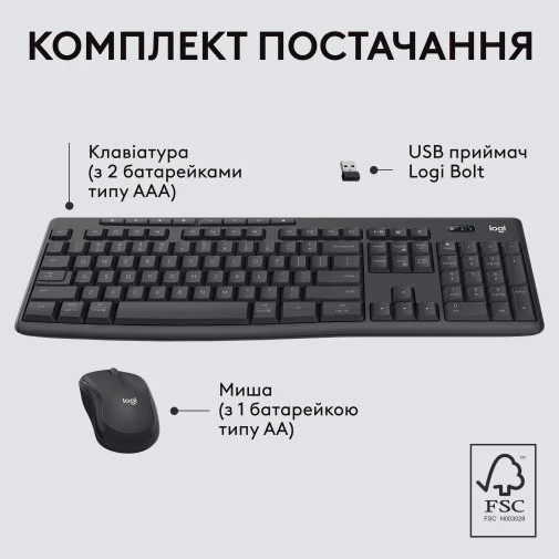Фото: Комплект клавіатура+миша Logitech MK370 Combo for Business Wireless Graphite (920-012077) № 28 | KTC