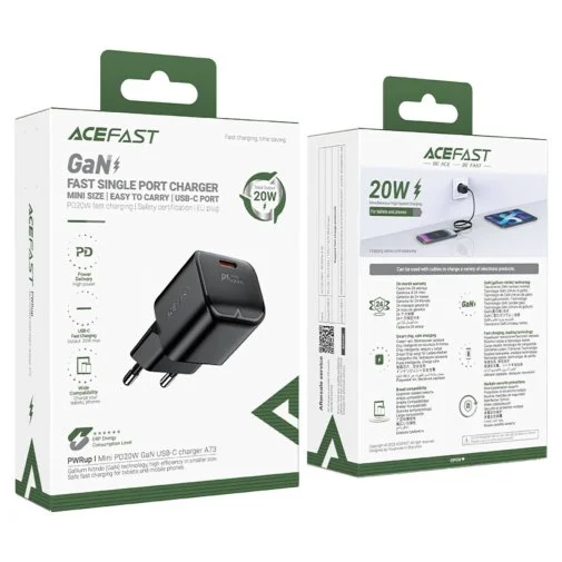 Фото: Зарядний пристрій Acefast A73 Mini 20W GaN Black (6974316282648) № 10 | KTC