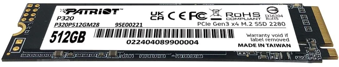 Фото: SSD-накопичувач Patriot P320 2280 PCIe 3.0 x4 NVMe 512GB (P320P512GM28) № 8 | KTC