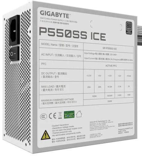 Фото: Блок живлення Gigabyte 550W P550SS Ice (GP-P550SS ICE) № 9 | KTC