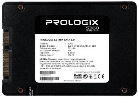 Фото: SSD-накопичувач ProLogix S360 SATA III 512GB (PRO512GS360) № 5 | KTC