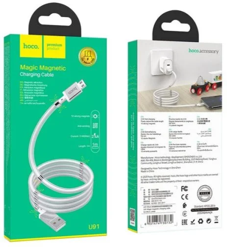 Фото: Кабель Hoco U91 Magnetic 2.4A AM / MicroUSB 1m White (U91_MicroB_White) № 18 | KTC