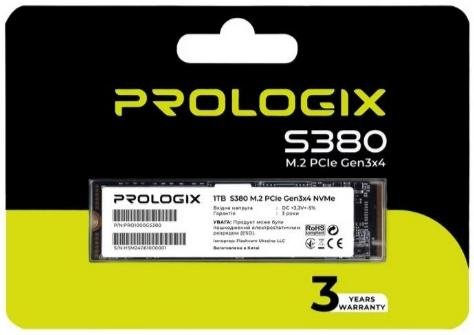 SSD-накопичувач ProLogix S380 2280 PCIe Gen 3.0 x4 NVMe 1TB (PRO1000GS380)