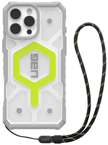 Чохол UAG for Apple iPhone 16 Pro Max - Pathfinder Clear Magsafe Active Neon Case with Black Neon Lanyard (1144651BV01)