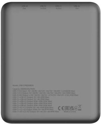 PB-2008 20000mAh PD QC3.0 100W Dark Gray