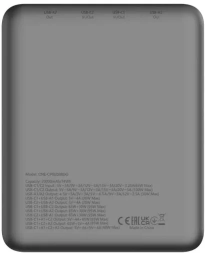 Фото: Батарея універсальна Canyon PB-2008 20000mAh 100W Dark Gray (CNE-CPB2008DG) № 14 | KTC