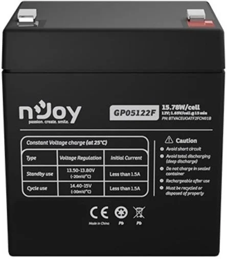 Фото: Батарея для ДБЖ Njoy GP05122F 12V 5AH AGM № 9 | KTC
