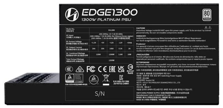 Фото: Блок живлення Lian-Li 1300W EDGE1300 Black (G9P.EG1300.BE00.EU) № 16 | KTC