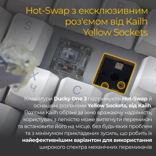 Фото: Клавіатура Ducky One 3 Cherry MX Blue RGB ENG/UKR White (DKON2108ST-CUAPXPWWWSC1) № 20 | KTC