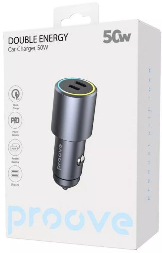 Автомобільний зарядний пристрій Proove Double Energy 50W metal gray (ACDE50022206)