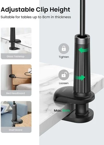 Фото: Універсальний тримач UGREEN LP113 Multifunction Phone Clip Stand Black 80906 (LP113/80906) № 12 | KTC