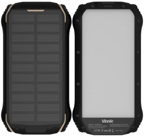 Батарея універсальна Vinnic SACA PEAK Solar 20000mAh IP65 15W Black (VPSPB-FL20)