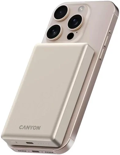 Фото: Батарея універсальна Canyon OnPower 510 Slim Magsafe 10000mAh 20W Beige (CNS-CPB510BE) № 9 | KTC