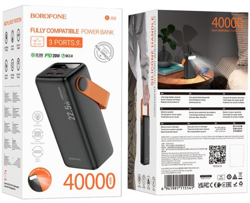 Батарея універсальна BOROFONE BJ66 Magnifico 40000mAh 22.5W Black (6941991115141)