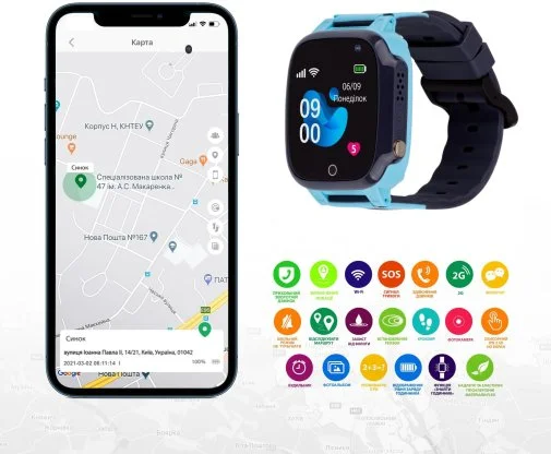 Фото: Смарт годинник AmiGo GO008 MILKY GPS WIFI Blue (GO008 Blue) № 14 | KTC