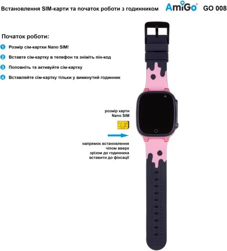 Фото: Смарт годинник AmiGo GO008 MILKY GPS WIFI Pink (GO008 Pink) № 13 | KTC