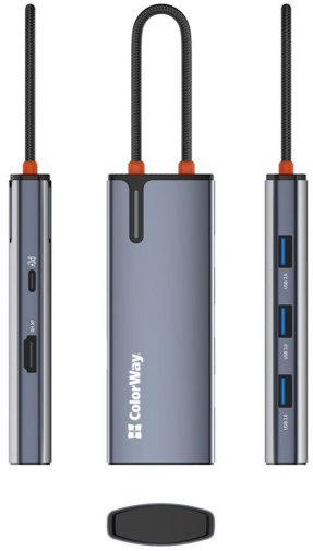 USB-хаб ColorWay Type-C PD 100W 4K 5in1 (CW-HUB01)