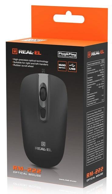 Миша Real-EL RM-222 Black (EL123200040)