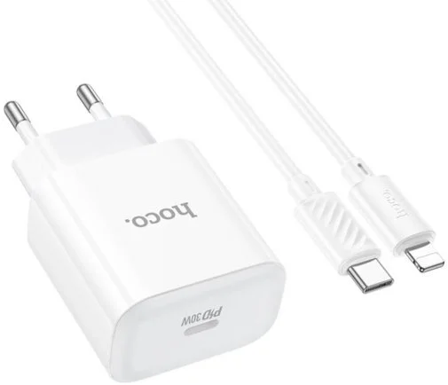 Фото: Зарядний пристрій Hoco C76A Pro Majestic 30W White with Type-C/Lightning (6942007616317) № 8 | KTC