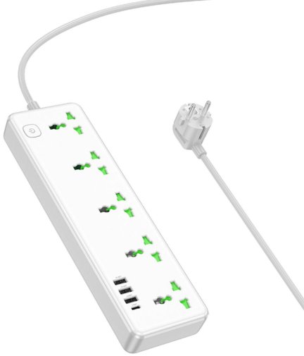 Мережевий фільтр Hoco AC13A Talento 4xUSB 5/1.5m White (6942007607148)