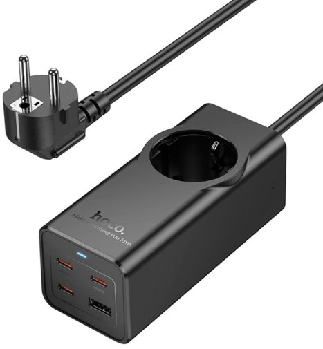 Мережевий фільтр Hoco NS9 Wisdom 4xUSB 1/2m Black (6942007638494)
