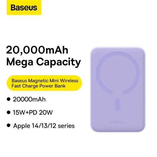 Батарея універсальна Baseus Magnetic Mini Wireless Fast Charge 20000mAh 20W Purple (PPCX150005)