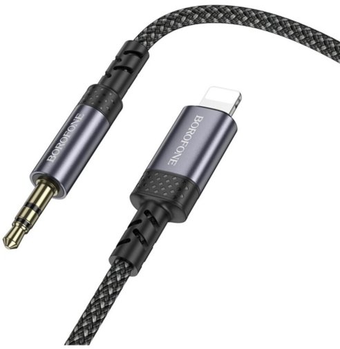 Перехідник BOROFONE BL24 Lightning M / Jack 3.5mm 1m Metal Grey (6941991118975)