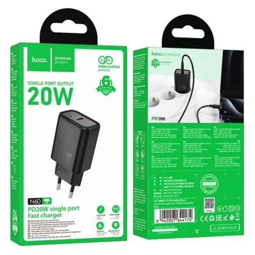 Фото: Зарядний пристрій Hoco N60 Gentle 20W Black (6942007644174) № 5 | KTC