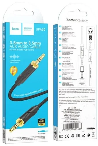 Фото: Кабель Hoco UPA30 Friend AUX Jack 3.5mm / Jack 3.5mm 1m Black (6942007625463) № 6 | KTC