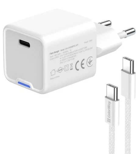 Фото: Зарядний пристрій ColorWay GaN Mini PD 35W White with Type-C / Type-C (CW-CHS056PDC-WT) № 18 | KTC
