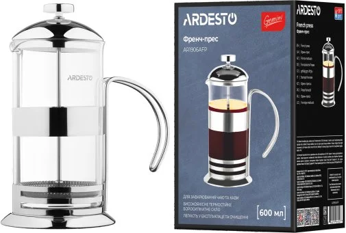 Фото: Френч-прес Ardesto Gemini Asti 600ml Clear (AR1906AFP) № 7 | KTC