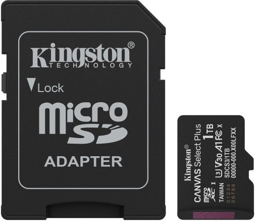 FLASH пам'ять Kingston Canvas Select Plus Gen3 UHS-I U1 V30 A1 Micro SDXC 1TB with adapter (SDCS3/1TB)
