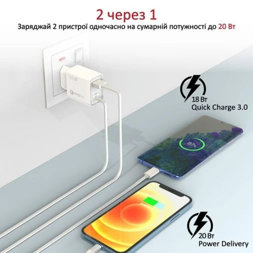 Фото: Зарядний пристрій Promate iCharge-PDQC3 White (icharge-pdqc3.white) № 7 | KTC