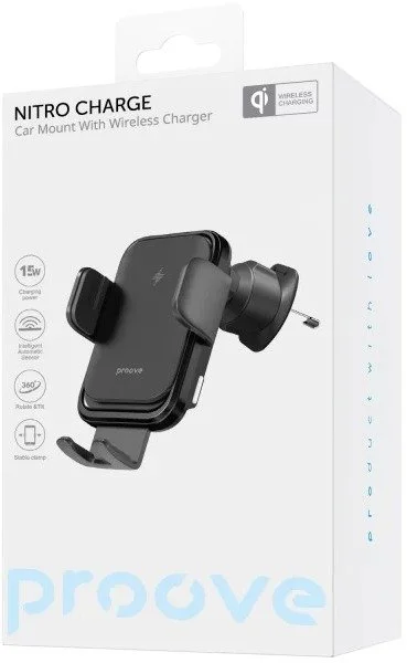 Фото: Кріплення для мобільного телефону Proove Nitro Charge 15W Matte Matte Black (WHNC15002005) № 6 | KTC