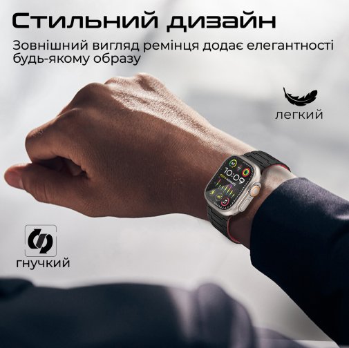 Ремінець Promate for Apple Watch 42/44/45/49mm - Magband-MS Black (6959144067339)