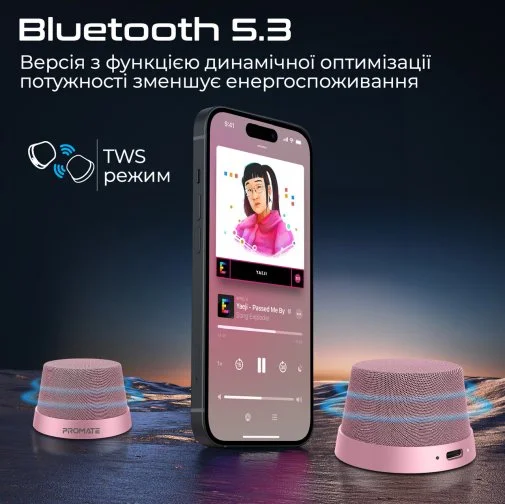 Фото: Портативна колонка Promate Punch 3W Pink (6959144065588) № 12 | KTC