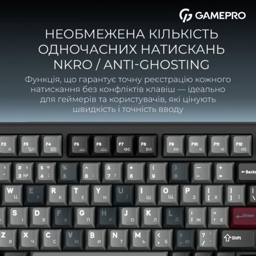 Клавіатура, GamePro Asgard Yord MK266BK WL/BT/USB, Black ( Gaming )
