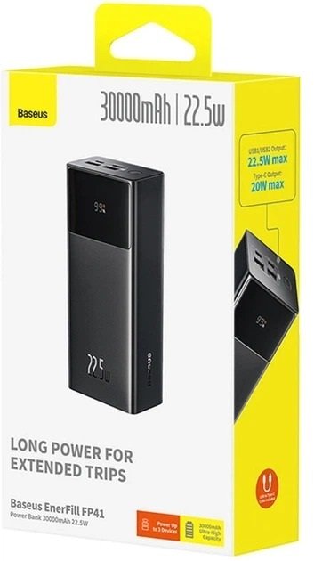 Батарея універсальна Baseus EnerFill FP41 30000mAh 22.5W Black