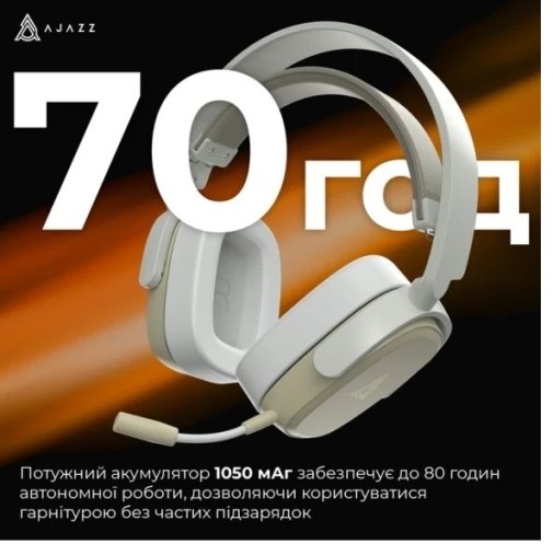 Гарнітура Ajazz AHM09 Max WL/BT Gray/White (AHM09-MAX-GW)