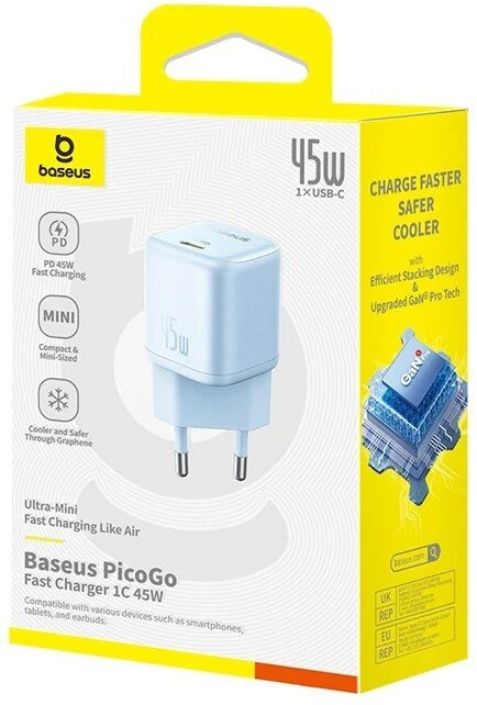 Фото: Зарядний пристрій Baseus PicoGo 45W GaN Galaxy Blue (P10176800313-00) № 14 | KTC