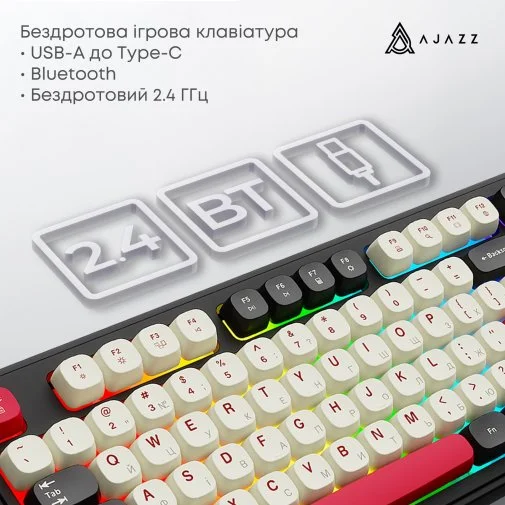 Фото: Клавіатура Ajazz AF98 Plus USB/WL/BT Black/White/Red (AF98-PLUS-BSR) № 22 | KTC